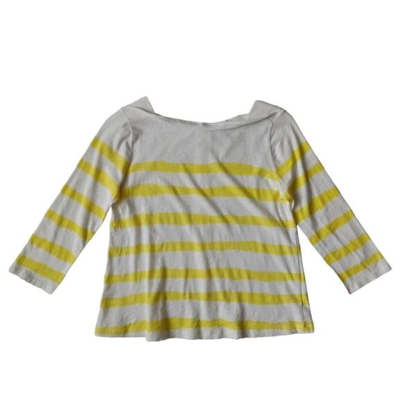 Ann Taylor LOFT Yellow Horizontal Striped Long Sleeve Tee Women's Small Petite - Picture 1 of 12